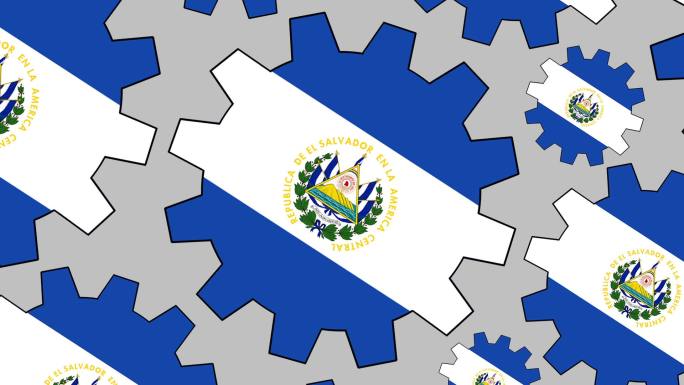 萨尔瓦多国旗齿轮旋转背景