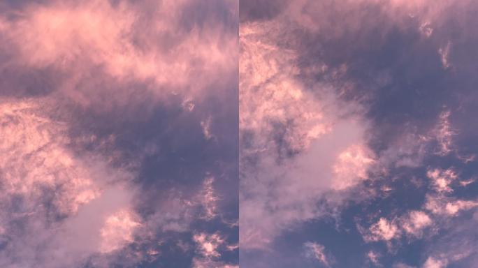 早晨粉红色云彩竖屏空镜火烧云高空云层