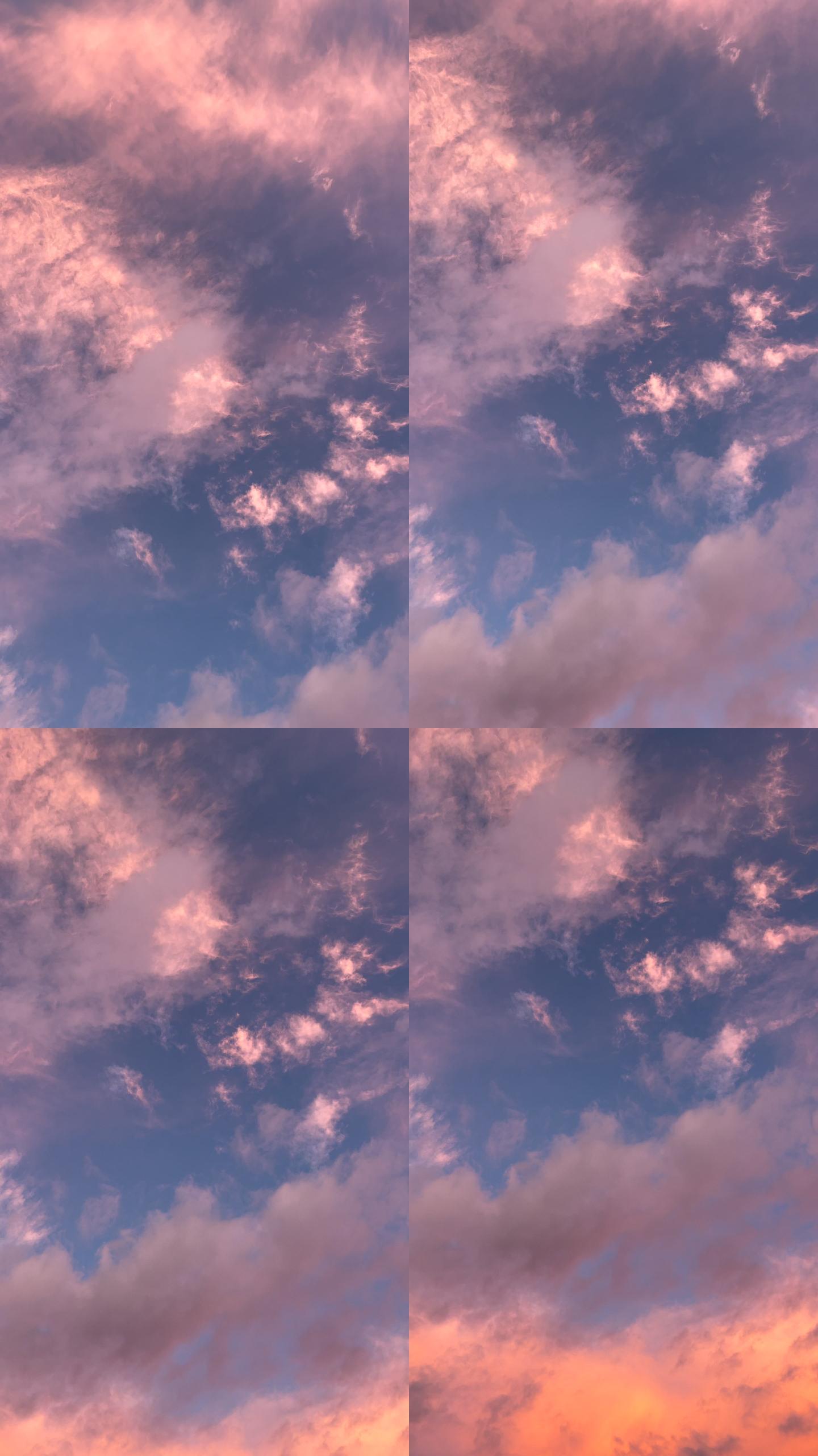 早晨粉红色云彩竖屏空镜火烧云高空云层