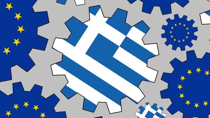 希腊国旗齿轮背景素材视频元素