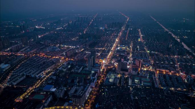 如皋市航拍延时夜景