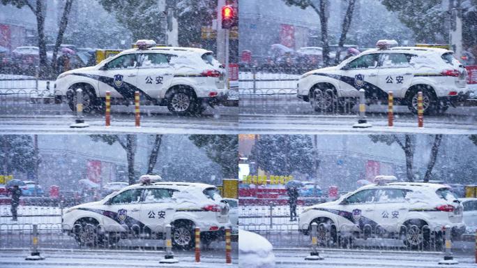 【4K】大雪中的警车