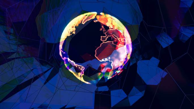 全球连接概念。转动环球时报彩色球