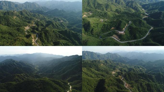 航拍山路崎岖 蜿蜒曲折 山路