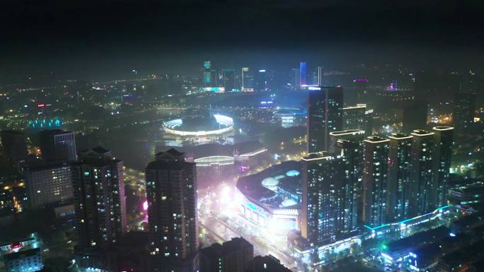 浙江义乌城市夜景4K航拍