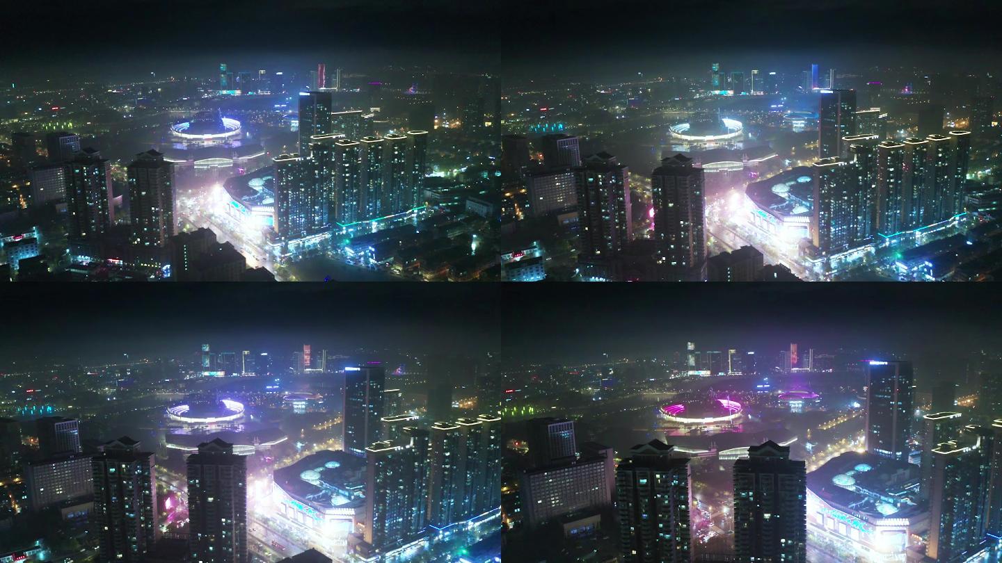 浙江义乌城市夜景4K航拍