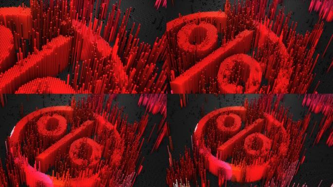 红色百分号动画高端房地产艺术创意设计光影