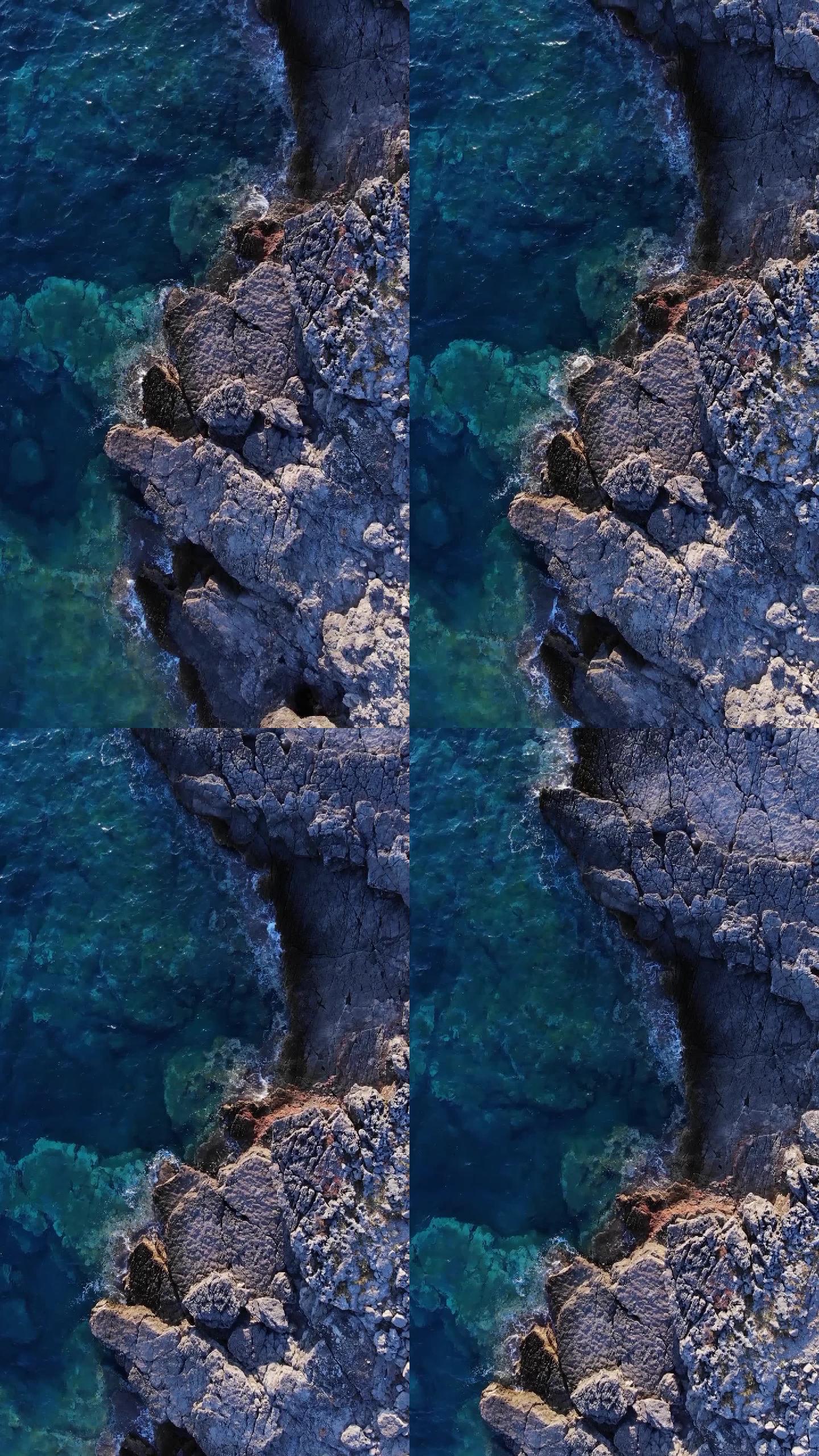 海浪撞击岩石竖屏素材大海海岸山崖