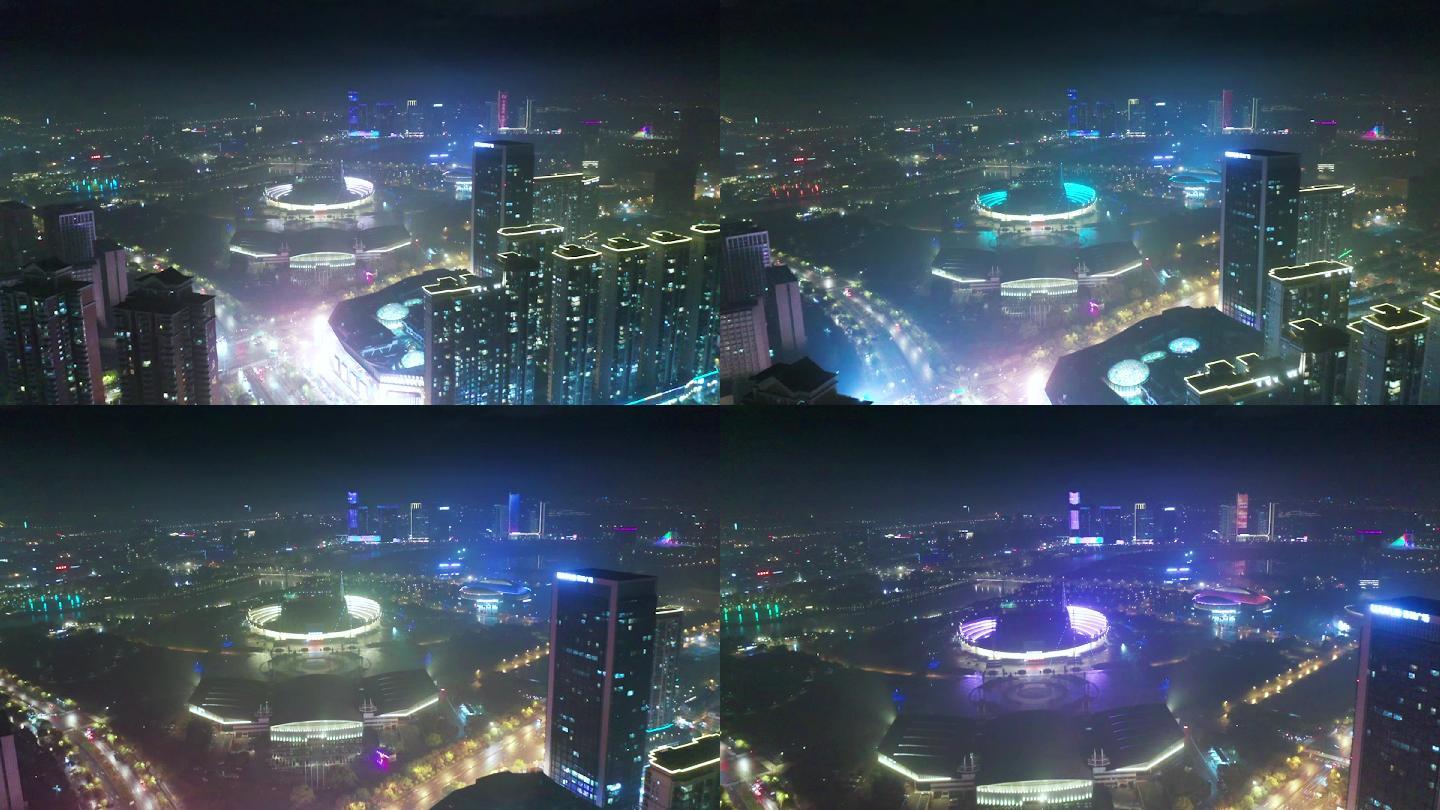 义乌城市夜景风光4K航拍