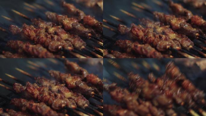 4k新疆羊肉串烤肉烧烤生活烟火气