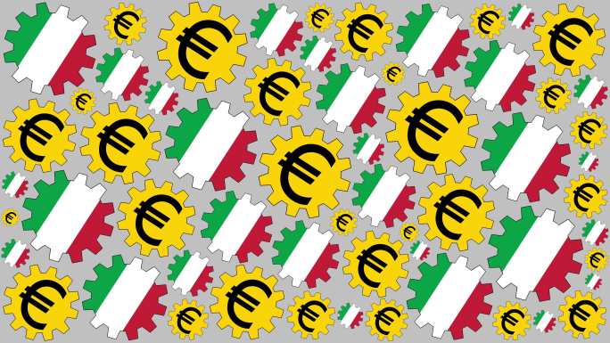 背景为意大利国旗和欧元