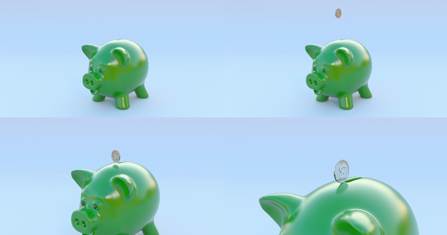 小猪银行和美元硬币动画