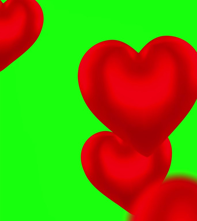 绿色背景上的红色爱心