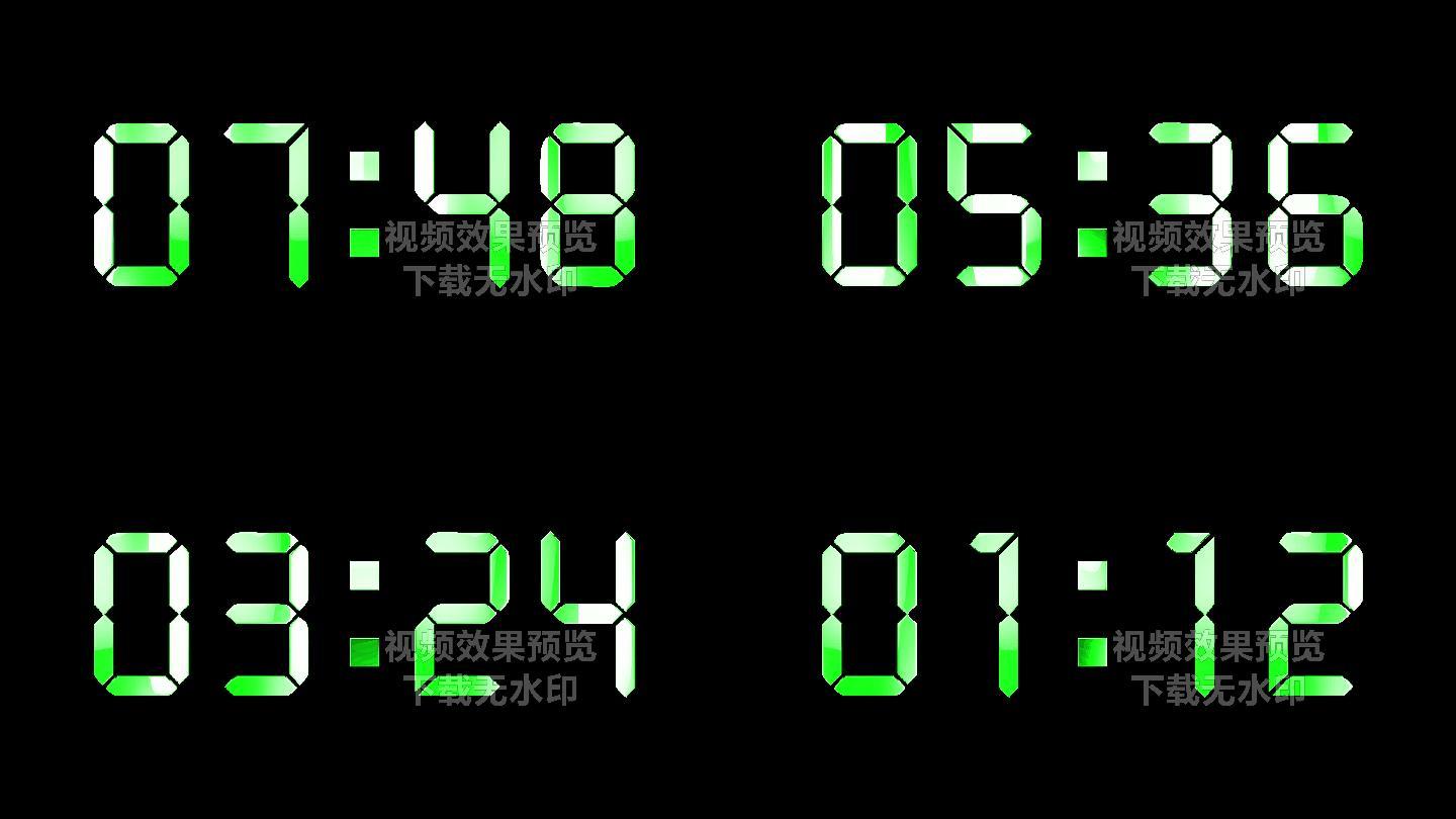 4K绿色液晶数字倒数10分钟