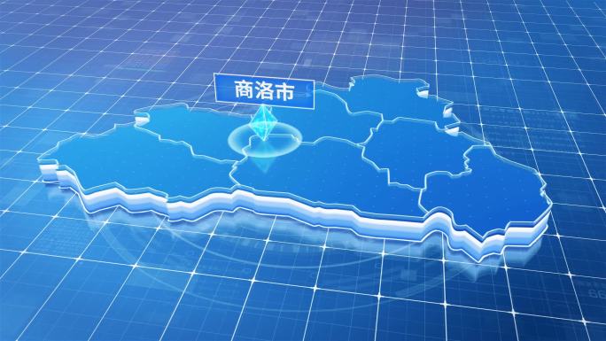 陕西商洛市蓝色科技感定位地图