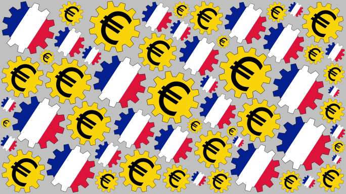 法国国旗和欧元标志背景