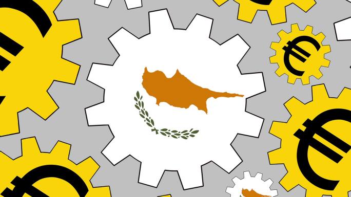 塞浦路斯国旗和欧元标志