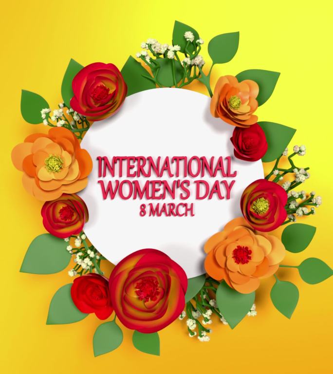 3月8日国际妇女节文本和鲜花