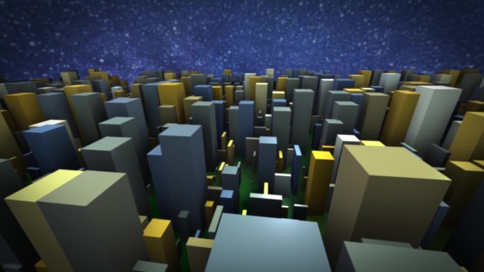 三维上升立方体3d模型立体城市
