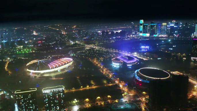 义乌梅湖夜景风光