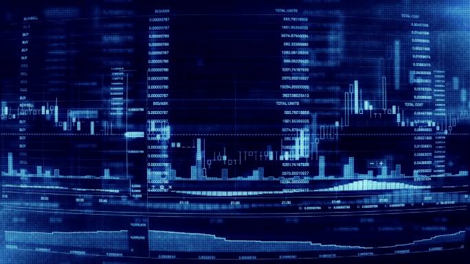 数码显示屏上的金融交易图表