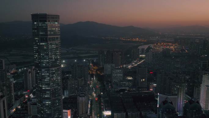 航拍华强北夜景 深圳夜景 霓虹都市