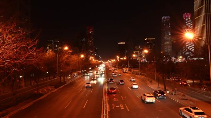 北京 夜晚 街道 车流