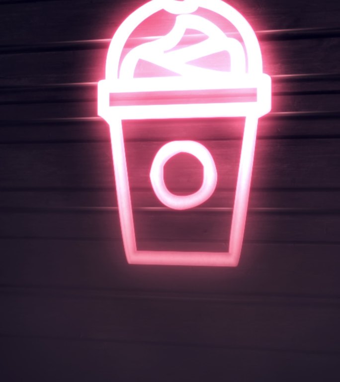 背景上闪烁的霓虹灯冰淇淋店形象符号标志