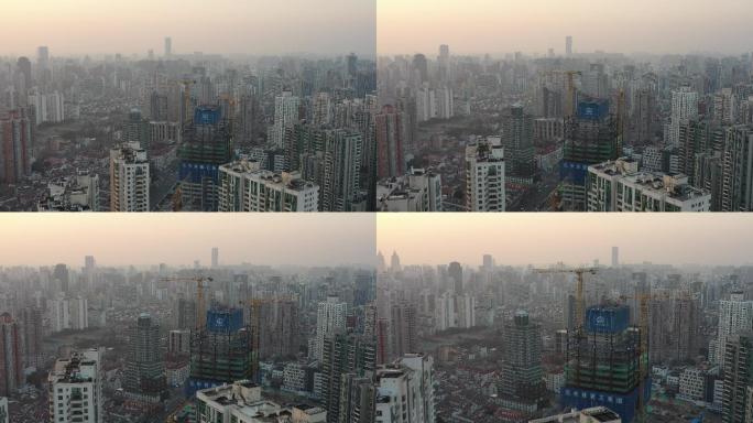 4K原素材-航拍上海开发建设城市全景