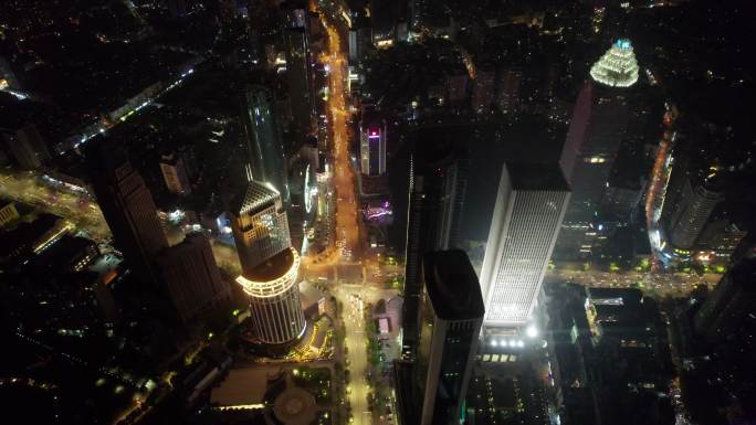 武汉新华路建设大道夜景十字路口