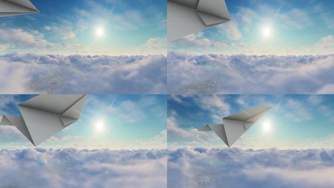4K纸飞机云端飞行