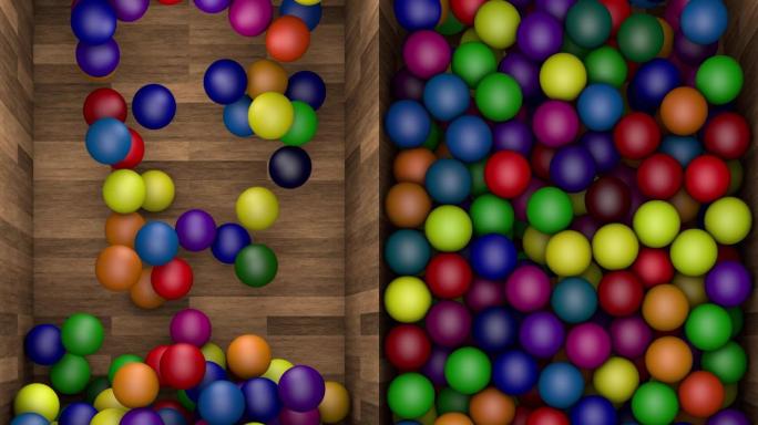 彩色球落入木盒中特效视频抠像通道3D