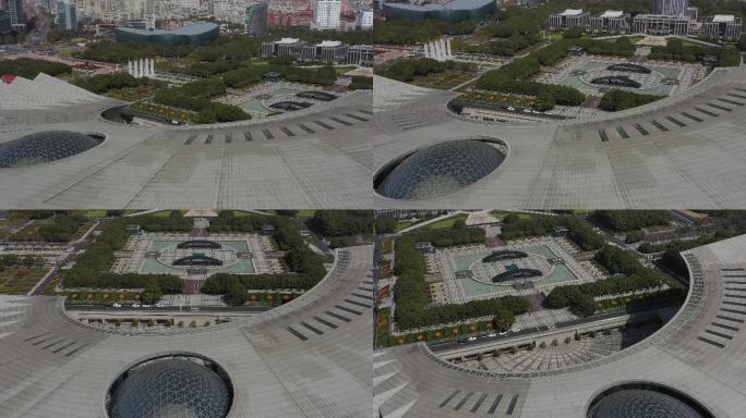 4K原素材-航拍上海浦东新区世纪广场