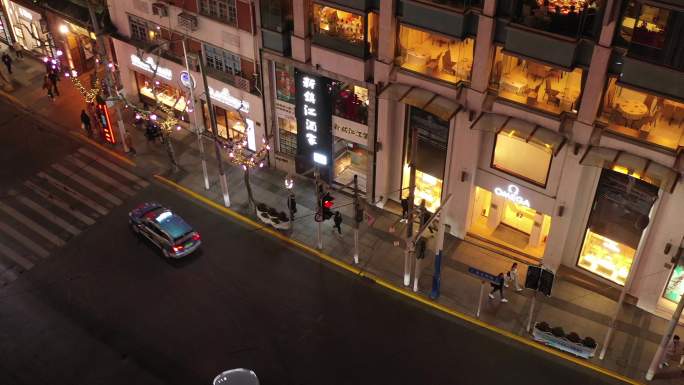 4K原素材-航拍上海南京西路商业街