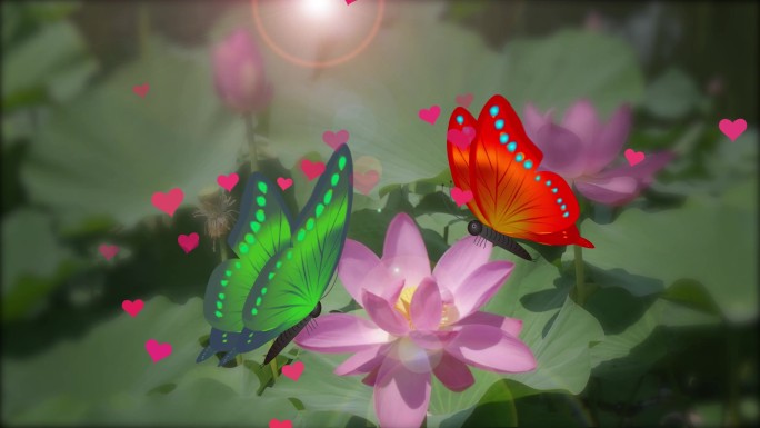 蝴蝶和荷花视频001