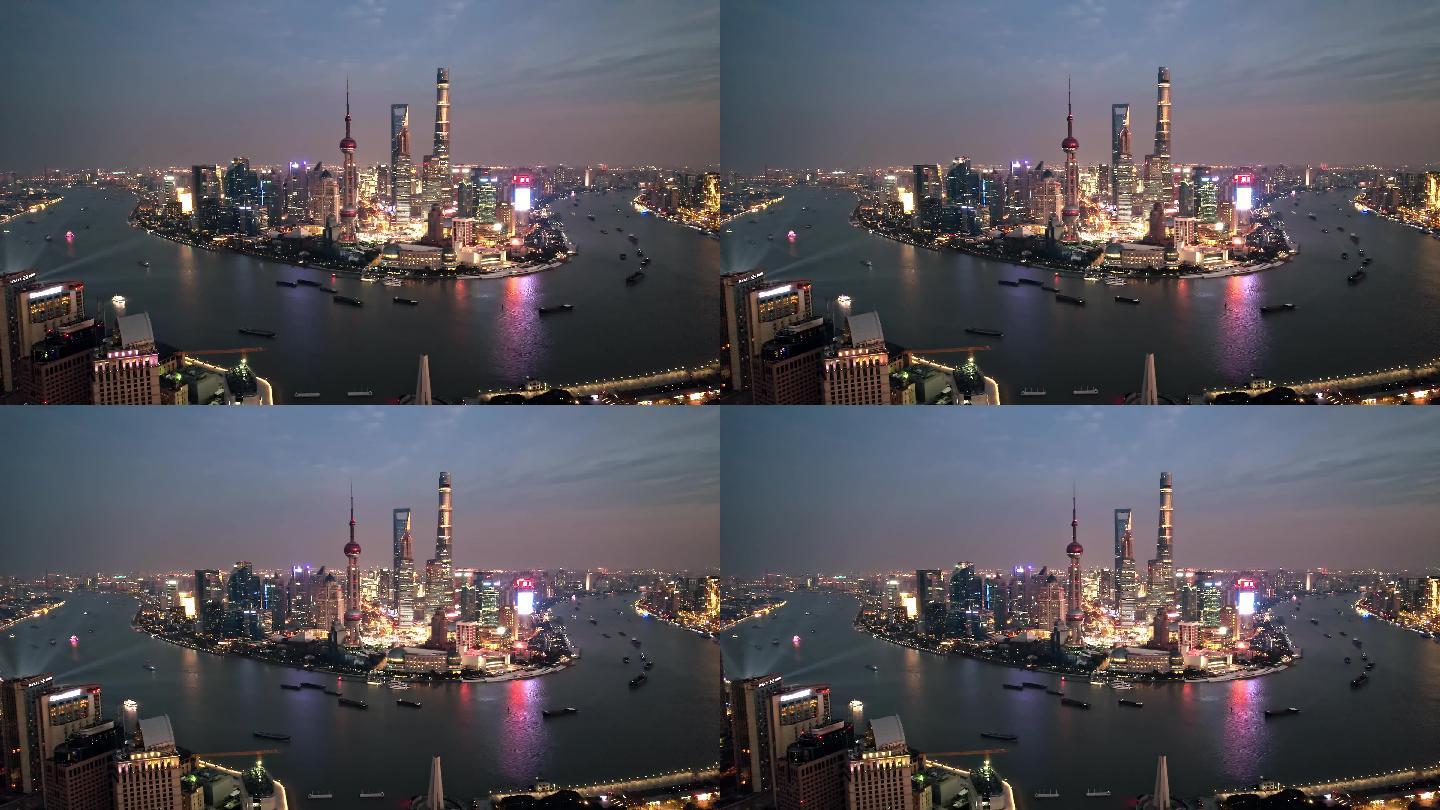 4K上海陆家嘴金融城夜景航拍