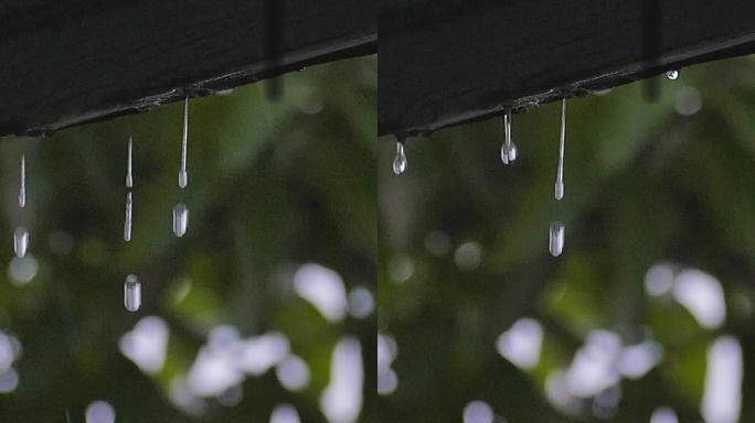 屋檐雨滴水滴落下概念镜头水资源淡水