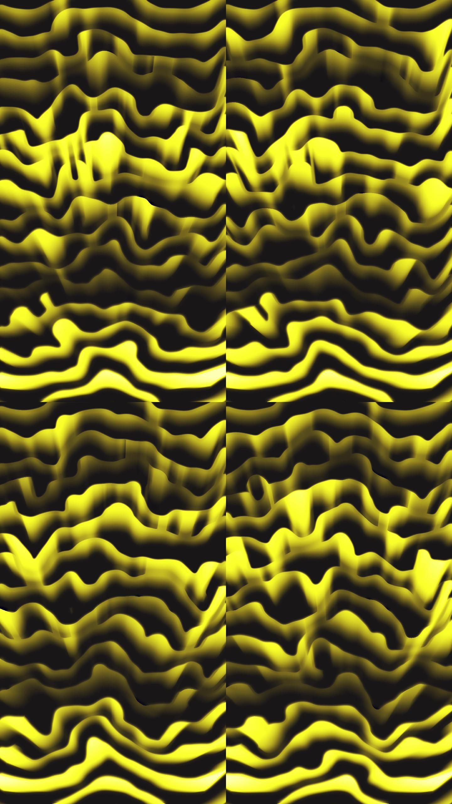黄色和黑色抽象3D波浪线