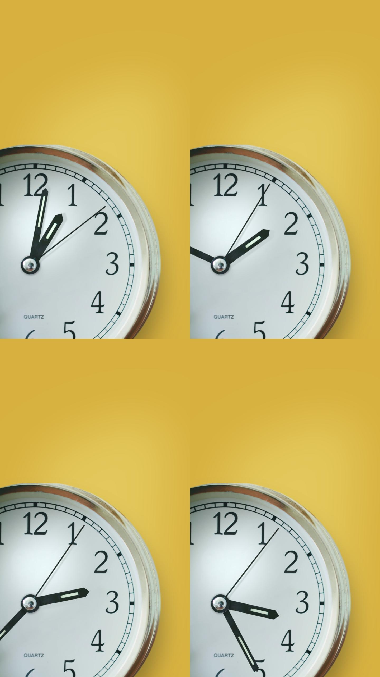 黄色背景上的时钟栏目简约抽象