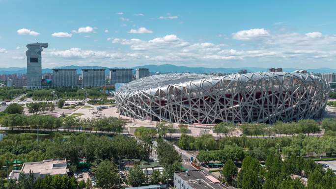 北京鸟巢延时 亚运村 奥运场馆