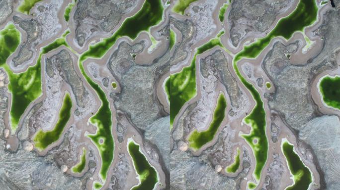 翡翠盐湖鸟瞰图地表纹理地球表面鬼斧神工