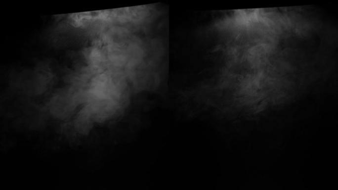 黑色背景上的白烟、雾、蒸气云