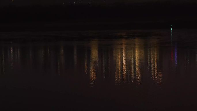 原创4K夜晚江边的灯火