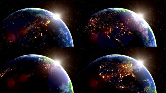 地球自转特效视频3D大气