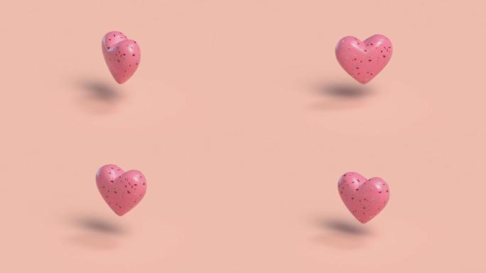 粉色心形抽象运动3d渲染