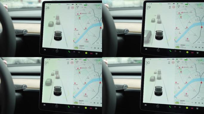 【4K正版】特斯拉新能源车自动驾驶屏幕