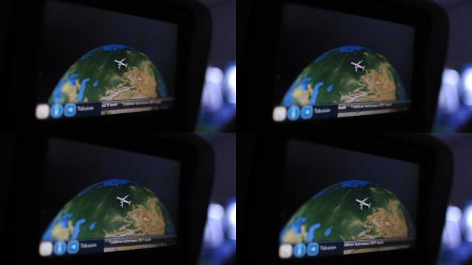 机舱座椅飞往欧洲导航卫星3D实时电子地图