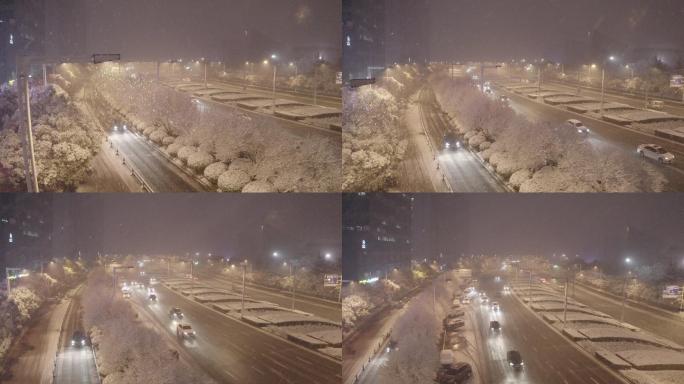 2K60帧城市雪景航拍D-LOG