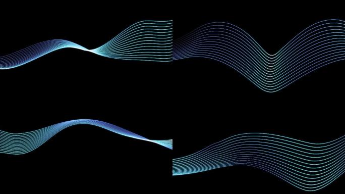 抽象波浪线光束光线波动流动粒子光效
