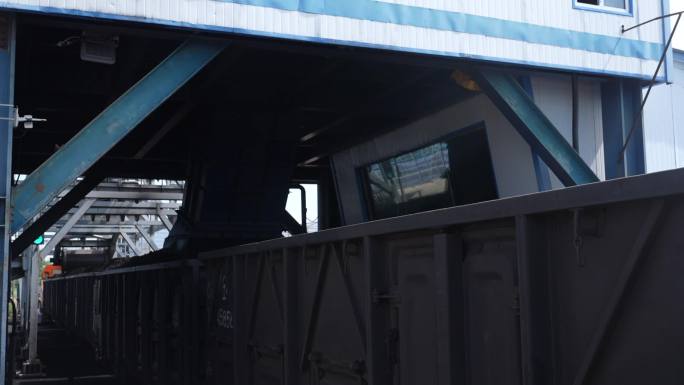 装煤全过程 煤炭运输 火车 煤 装卸